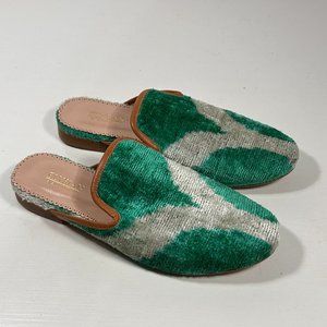 Elysian by Emily Morrison Istanbul Slides Velvet Silk Slip on Shoes Women 38